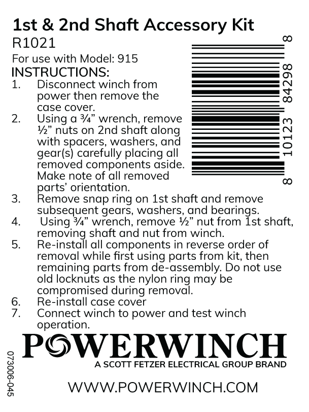 073006 0451st 2ndShaftAccessoryKit
